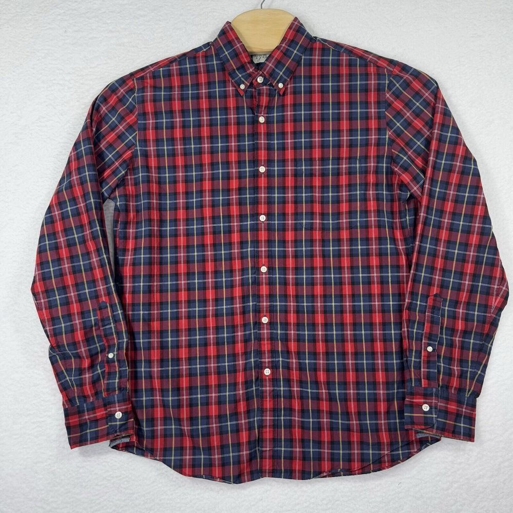 J Crew‎ Shirt Mens Large Red Button Down Long Sleeve Pocket Preppy Cotton Slim